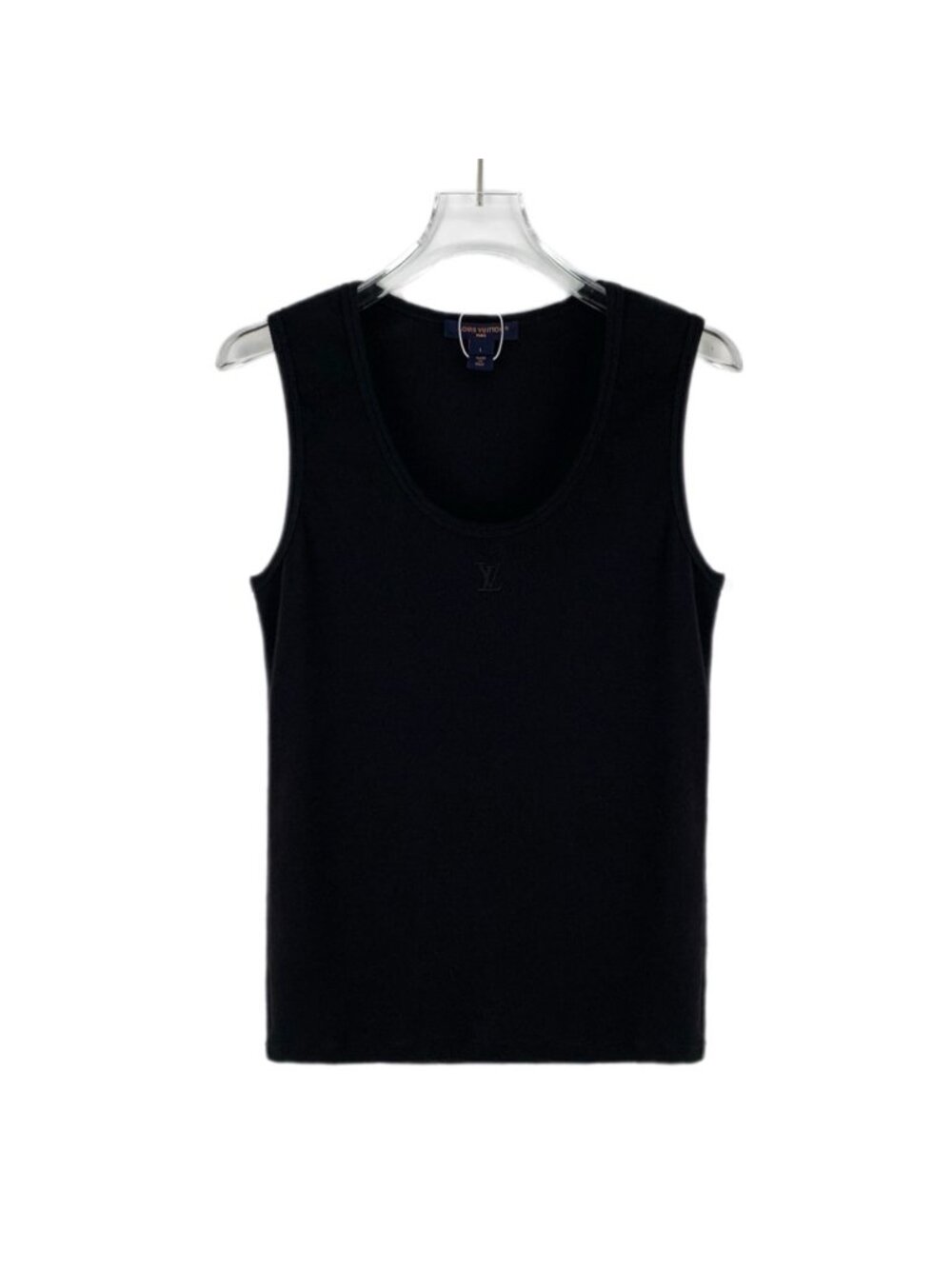 Louis Vuitton 2026 Black Logo Embroidered Crew Neck Knit Vest